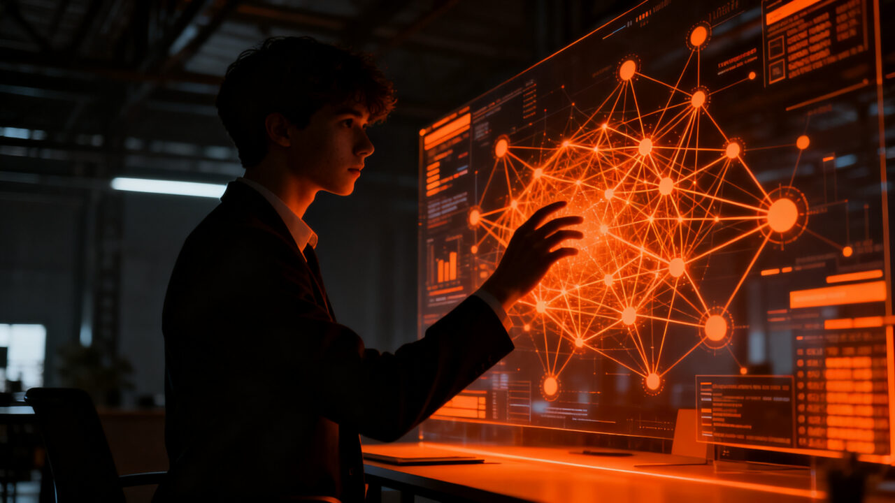 Estudiante tech accediendo a becas de inteligencia artificial y automatización en Chile para potenciar su carrera profesional.