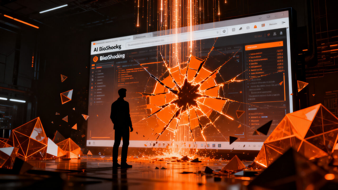 Seguridad en navegadores con IA: representación visual de la vulnerabilidad BioShocking y protección de datos en startups.