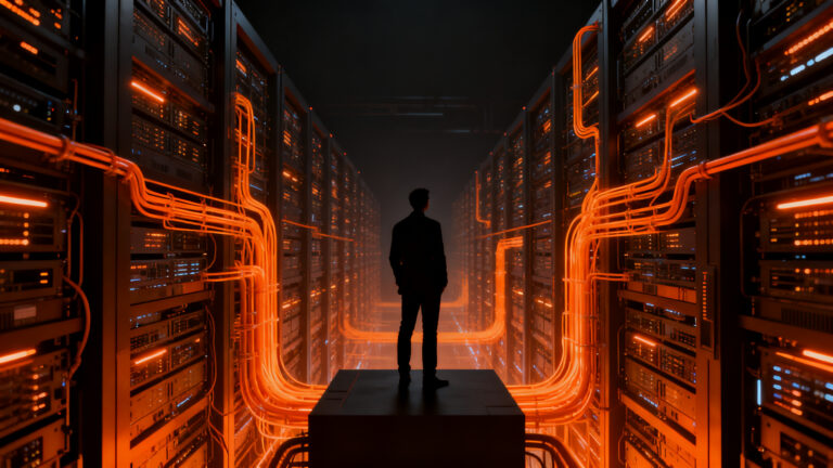 Inversión masiva de BlackRock y Meta en infraestructura de centros de datos para IA, representando el futuro de la tecnología.