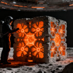 Construcción espacial con cemento lunar y geopolímeros, innovando el futuro de las startups NewSpace en la exploración de la Luna.