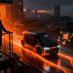 Futuro de la movilidad urbana con robotaxis eléctricos en China, eficiencia y disrupción en el transporte frente al coche privado.