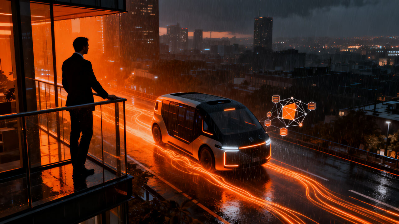 Futuro de la movilidad urbana con robotaxis eléctricos en China, eficiencia y disrupción en el transporte frente al coche privado.