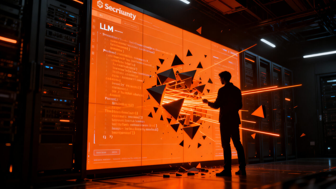 Investigador analizando vulnerabilidades en guardrails de IA, representando la ciberseguridad en modelos de lenguaje.