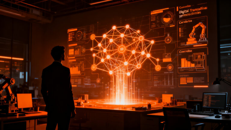 Profesional analizando redes neuronales de inteligencia artificial para la automatización de pymes en Córdoba.