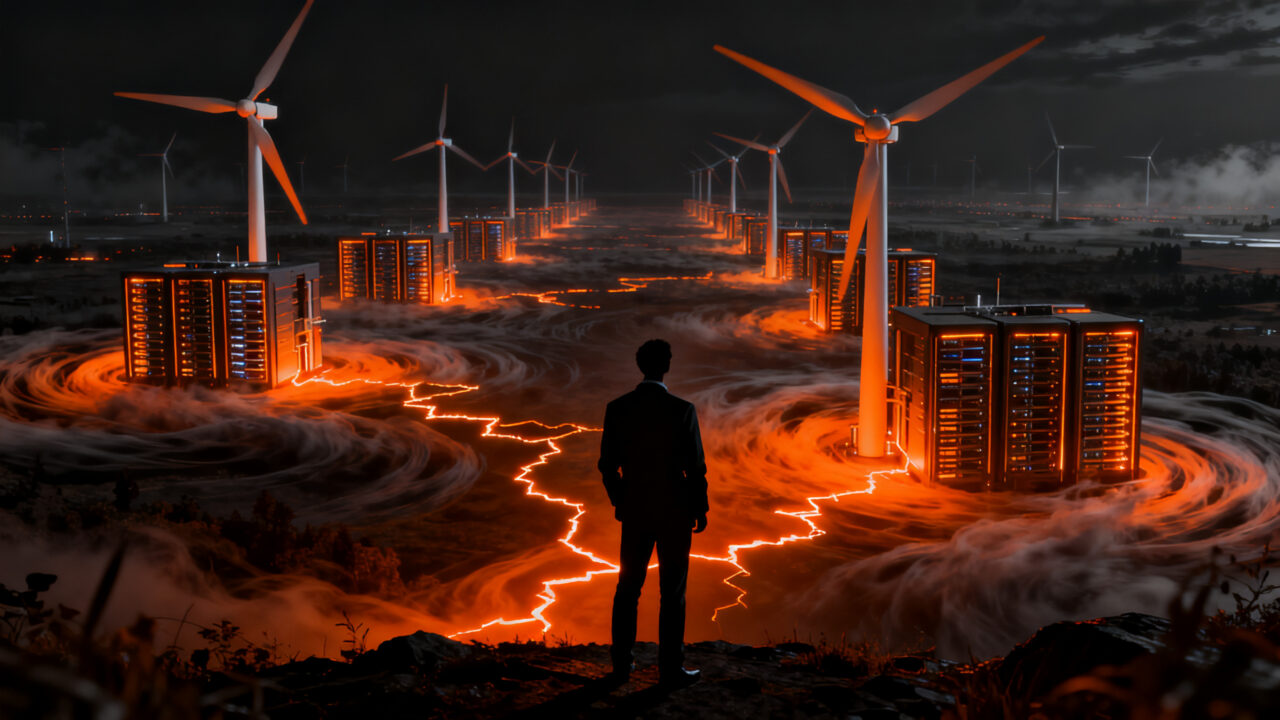 Investigador analizando el índice SWSI de sequía de viento para infraestructura de energía eólica y centros de datos IA.