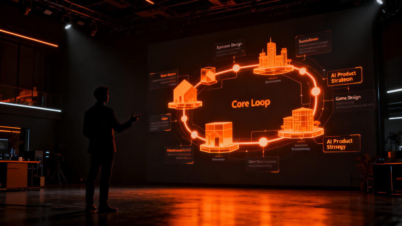 Diseñador de Riot Games aplicando principios de diseño de juegos a la estrategia de productos de IA en 2026.