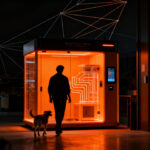 Cabina climatizada DogSpot para mascotas en un supermercado, representando la innovación en el retail PetTech y el modelo de negocio Hardware as a Service.