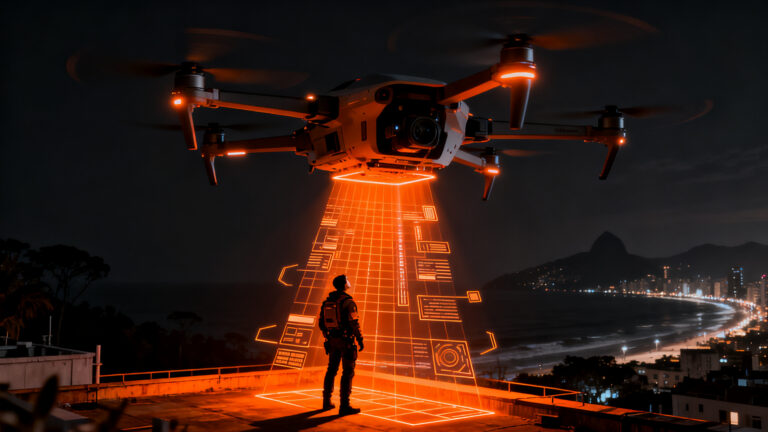 Drones con inteligencia artificial para vigilancia urbana, cumpliendo con la normativa AI Act y el marco regulatorio en España.