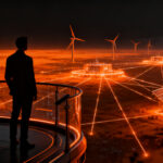 Emprendedor analizando un horizonte de energía renovable, representando la financiación de Enisa para startups climáticas en España.