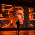Representación visual de tecnología de face swap con IA procesando video en tiempo récord, optimizada para el ecosistema startup.