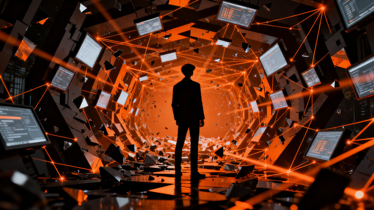 Representación visual de la fragmentación digital y el comportamiento de búsqueda de la Gen Z en redes sociales para estrategias de marca 2026.