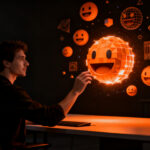 Diseñador trabajando con emojis 3D de código abierto para desarrollo de apps en Android 17.