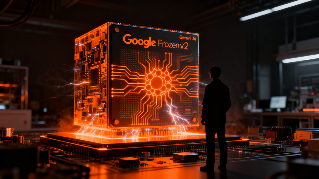 Chip de silicio con IA integrada Google Frozen v2, representando la evolución del hardware de inteligencia artificial para startups.