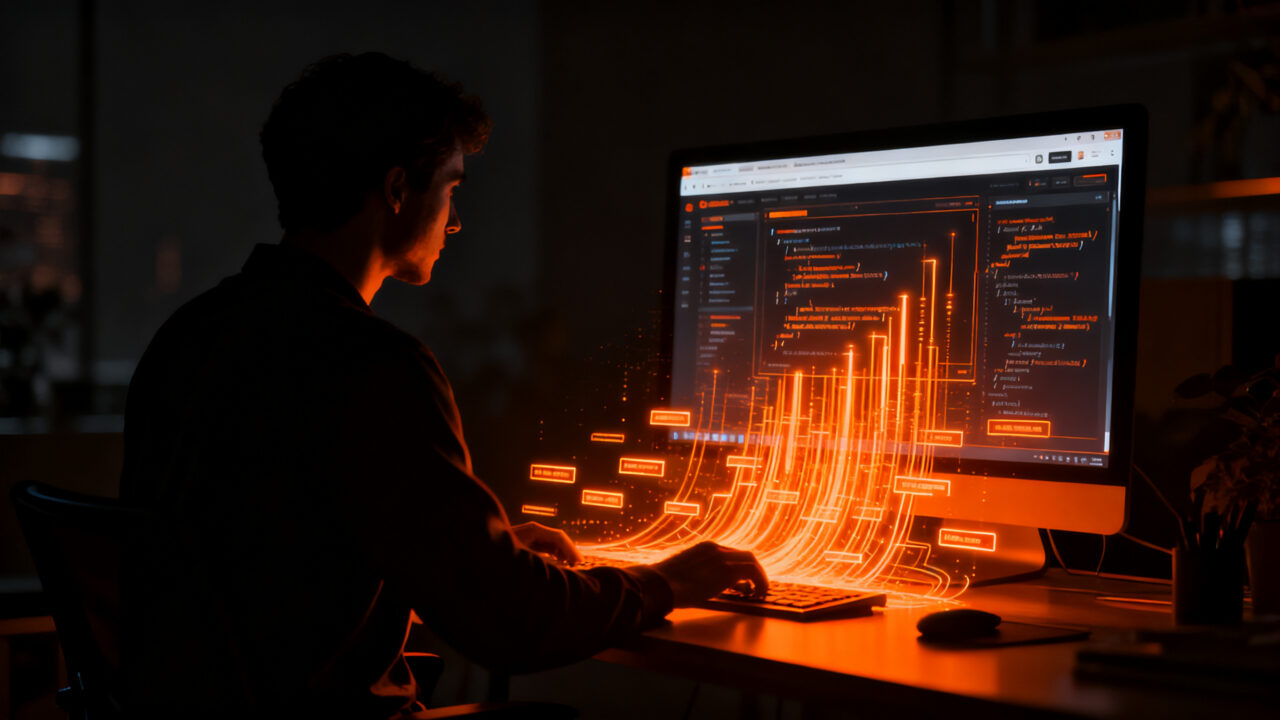 Desarrollador usando el userscript HNewhere para integrar Hacker News y aumentar la productividad en programación.