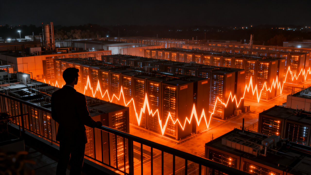 Centro de datos de IA y gestión de riesgos operativos en infraestructura tecnológica moderna.