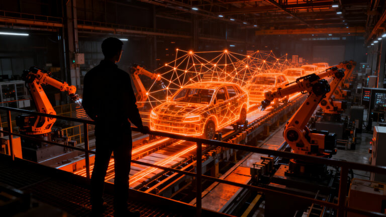 IA automotriz y automatización industrial reduciendo paradas en manufactura para mayor eficiencia operativa.