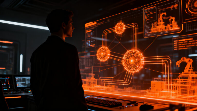 Profesional tech analizando sistemas de automatización e integración de IA, representando el talento demandado en 2026.