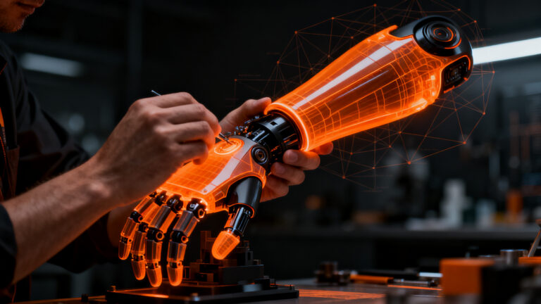 Innovación en prótesis médicas mediante impresión 3D, mostrando el futuro del sector MedTech y la eficiencia en prototipado rápido.