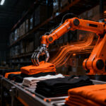 Robot de inteligencia artificial de la startup Theker trabajando en la automatización logística de almacenes de moda de Mango.