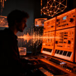 Desarrollador de audio trabajando en plugins musicales mediante tecnología DSP y C++ en un entorno creativo profesional.