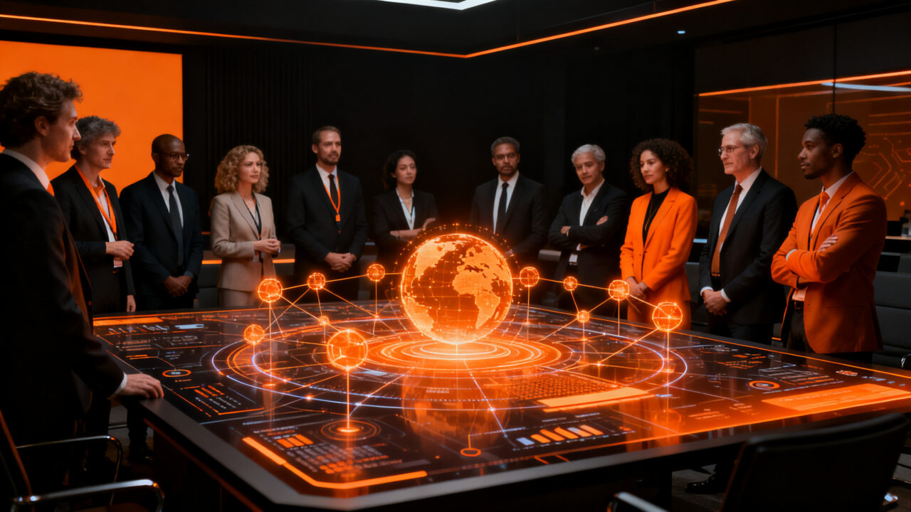 Representantes de negocios debatiendo la adopción de IA en APEC 2026 para el crecimiento de PYMEs.