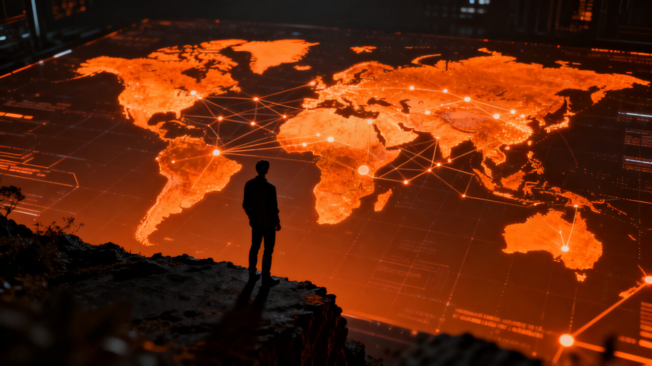 Mapa global de adopción de IA representando la brecha digital y el crecimiento tecnológico en LATAM.