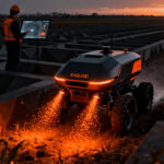 Robot agrícola XAG R200 operando en campos españoles, representando la automatización y el futuro del sector AgTech.