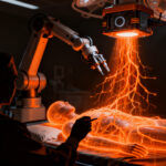Cirujano robótico impulsado por IA de Nvidia operando en un entorno de simulación física avanzada, representando la revolución en salud DeepTech.