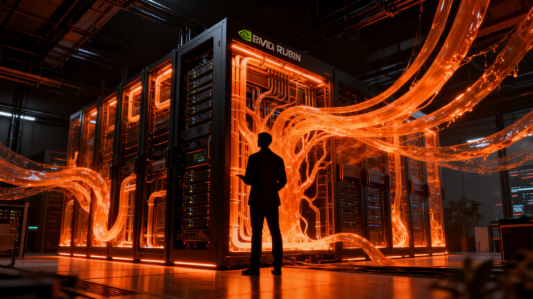 Arquitectura de refrigeración líquida de NVIDIA Rubin optimizando la eficiencia en centros de datos de IA.
