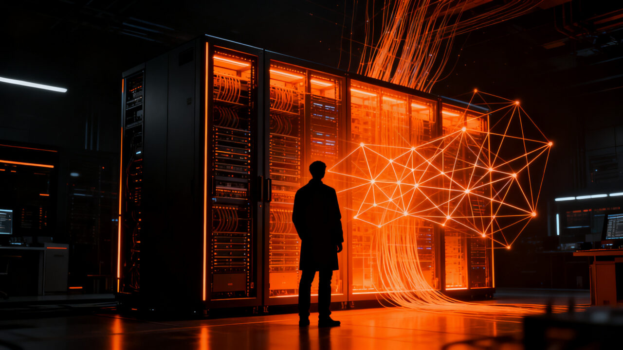 Supercomputador Nvidia DGX GB300 en entorno de investigación militar, representando el futuro de la infraestructura de IA.