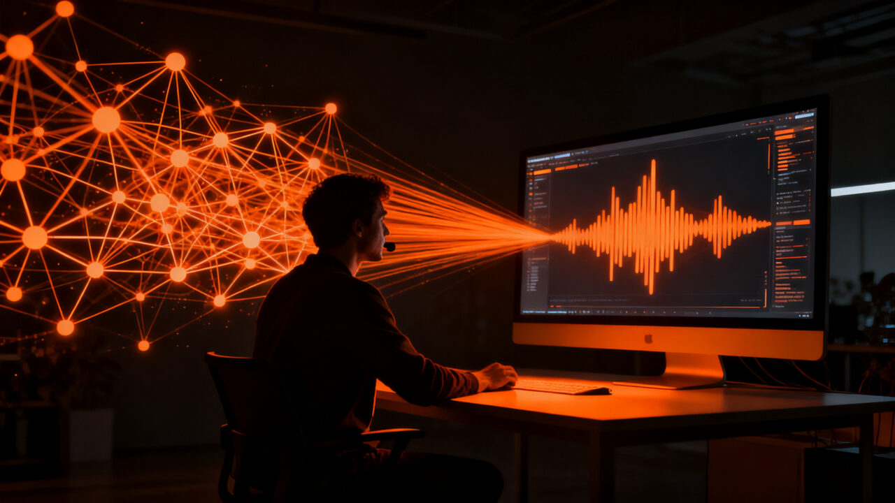 Interfaz de usuario de OpenAI GPT Voice en escritorio, permitiendo control por voz de agentes de IA para desarrolladores.