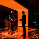 Hotel operado por robots de Pudu Robotics, representando la automatización hotelera y la IA física en el sector turístico.