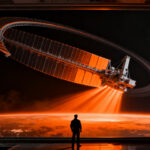 Satélite espejo de Reflect Orbital orbitando la Tierra, representando la innovación en DeepTech espacial y el servicio de luz solar bajo demanda.