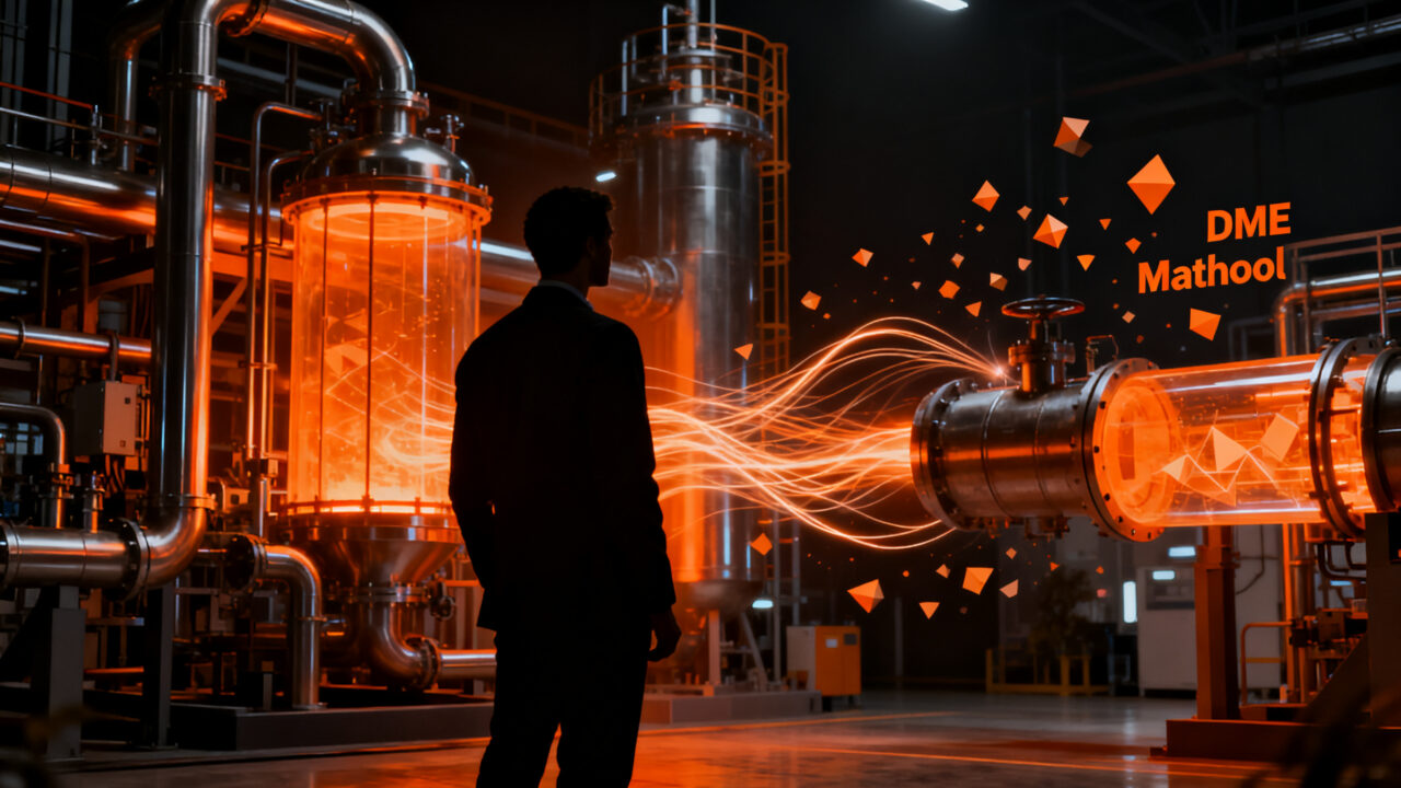 Emprendedor analizando planta modular de biogás para la transformación de DME y metanol en startup deeptech Rise Reforming.