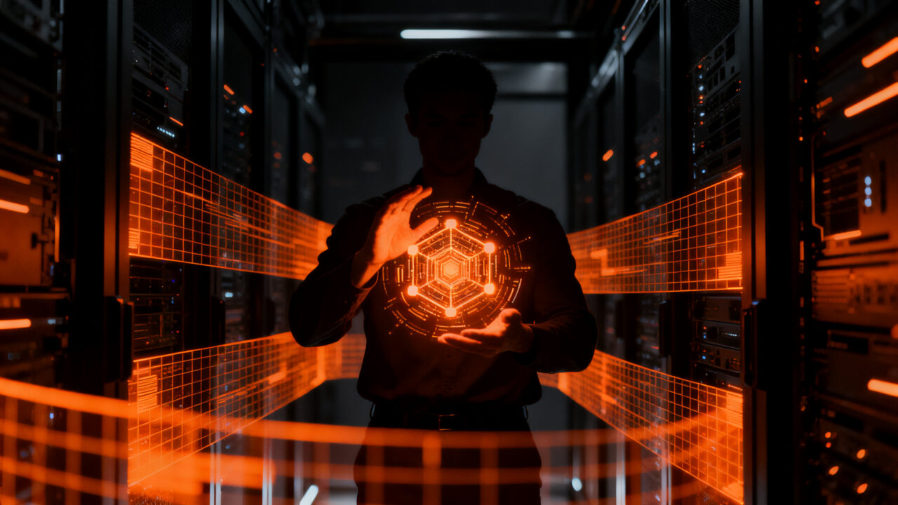 Seguridad de datos en startups: profesional protegiendo información sensible ante riesgos de privacidad en IA.