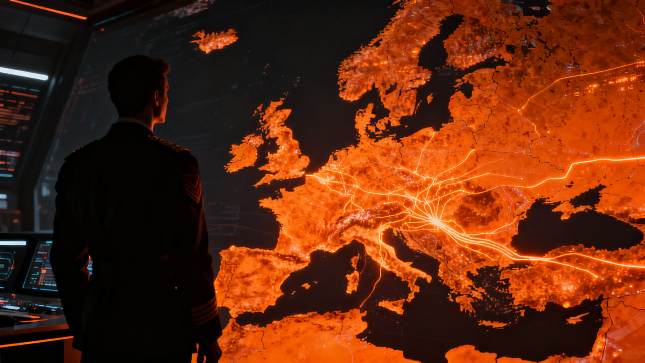 Desarrollo de soberanía digital europea con IA militar, representando la alternativa GovTech a Palantir en el mercado de defensa.