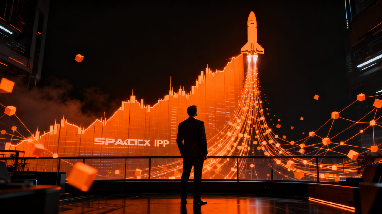 Inversionista analizando el impacto de la IPO de SpaceX en el mercado financiero y fondos indexados.