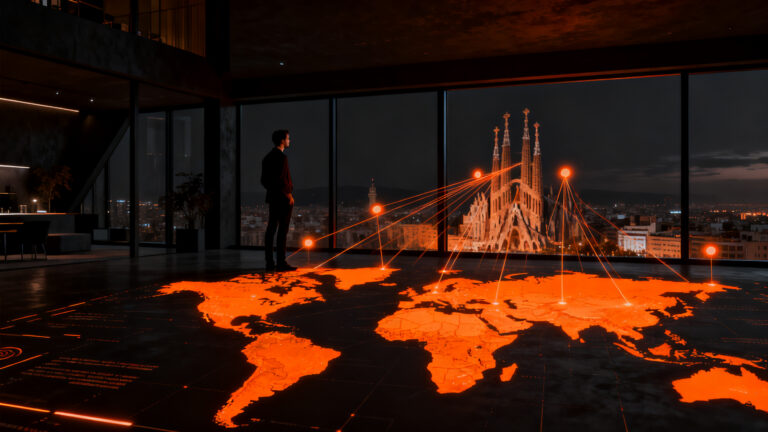 Startup Off escalando globalmente desde Barcelona, representando el modelo de negocio eficiente y bienestar digital.