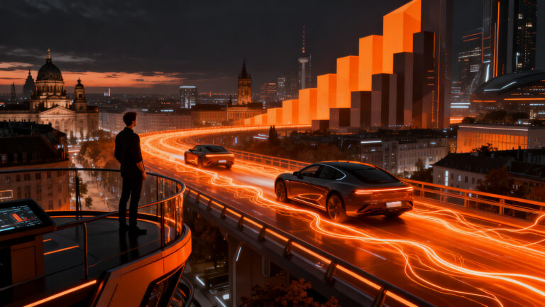 Crecimiento de vehículos eléctricos en Alemania, representando la transición hacia la movilidad sostenible en startups.
