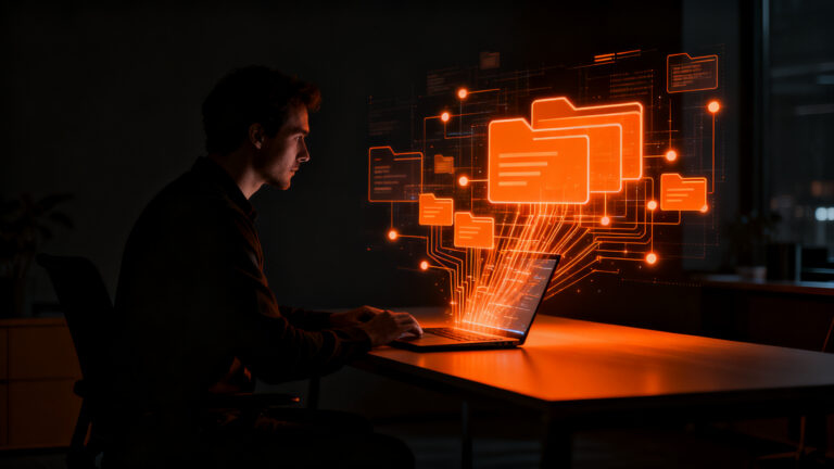 IA local VaultSort Guardian escaneando archivos sensibles en macOS, garantizando privacidad de datos para founders.