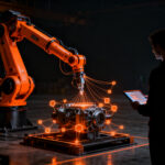 Robot humanoide de Xiaomi en fábrica, ilustrando la automatización industrial y lecciones de precisión IA para startups.