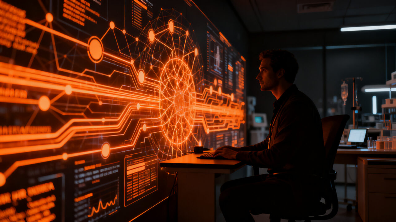 Ingeniero de software trabajando en una plataforma de IA clínica para revenue integrity, representando la contratación de talento en Adentris.