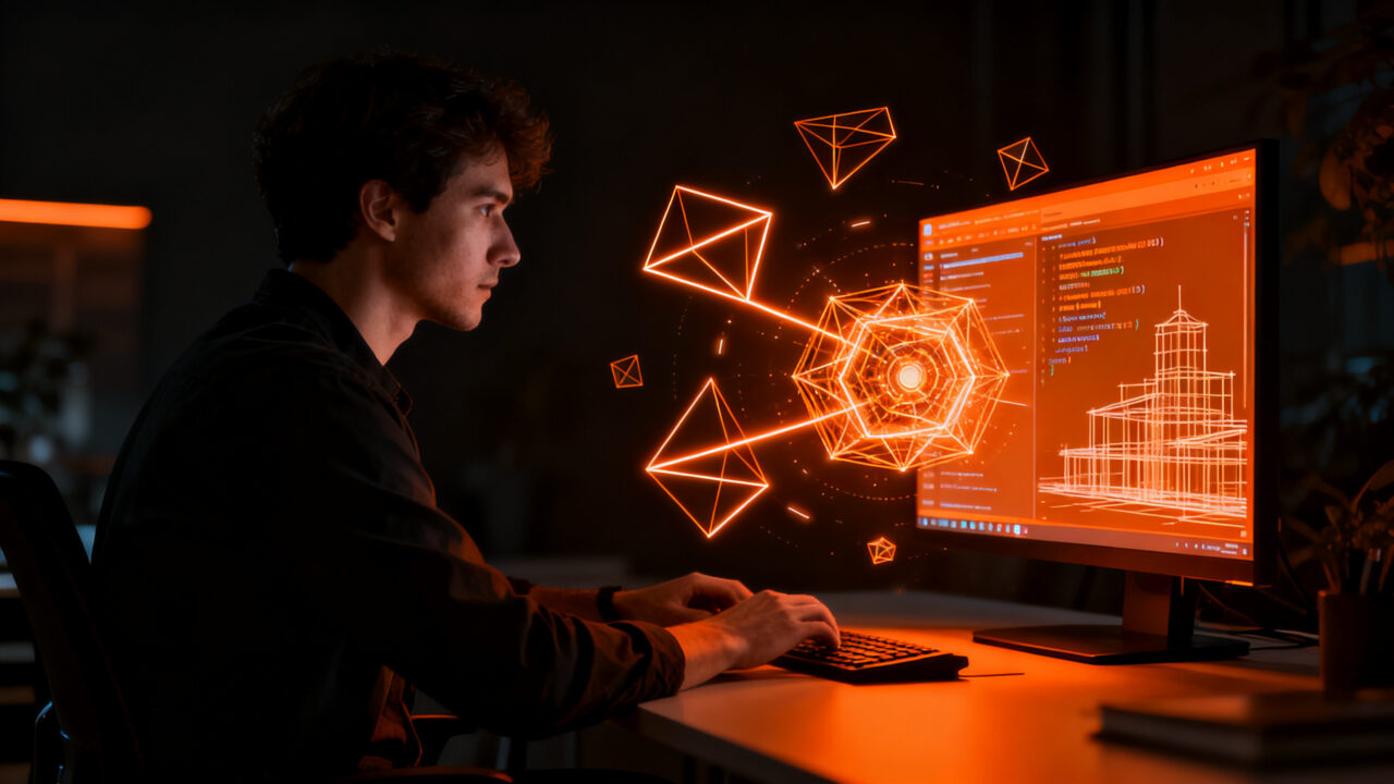 Desarrollador trabajando en una interfaz GUI de alto rendimiento con tecnología Ada y SDL3, optimizando el desarrollo de software desktop.