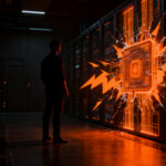 Agente IA autónomo hackeando sistemas de seguridad, representando los riesgos de vulnerabilidades API en startups.