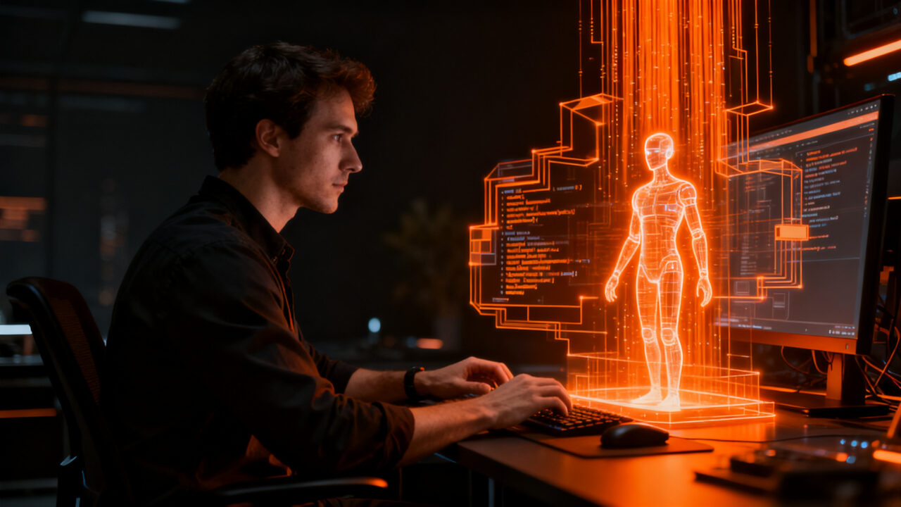 Colaboración entre desarrolladores y agentes IA para automatización de software y programación avanzada.