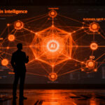 CEO analizando datos de agentes de IA en un entorno empresarial complejo para maximizar el ROI.