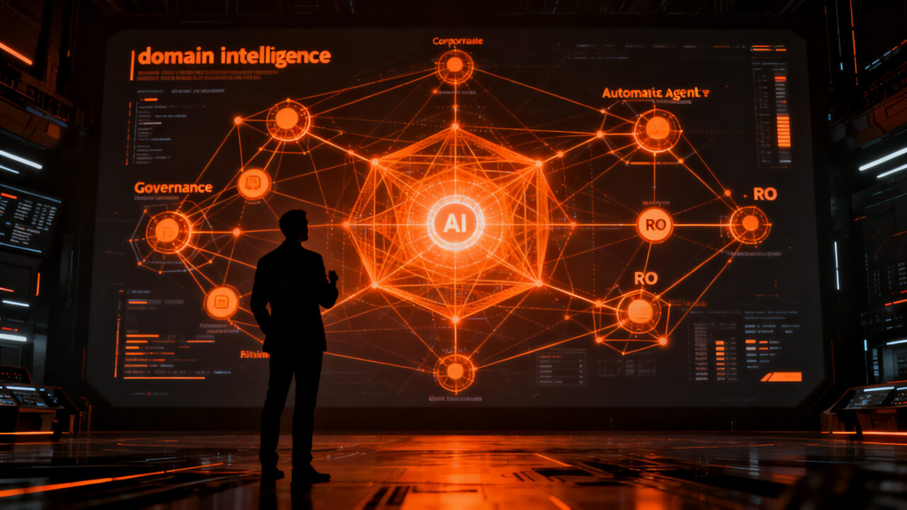 CEO analizando datos de agentes de IA en un entorno empresarial complejo para maximizar el ROI.