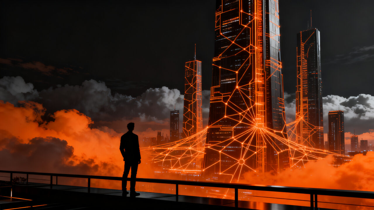 Rascacielos inteligente de AI SpaceFactory integrando tecnología de la NASA y arquitectura IA para el futuro de la construcción urbana.