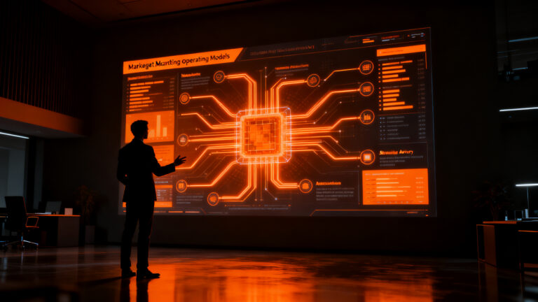 Consultor de marketing liderando una transformación digital con IA, representando la innovación operativa de AiChemist.