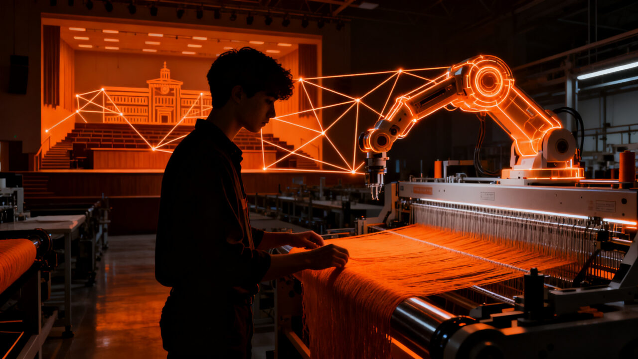 Alianza entre universidad y empresa para la automatización textil, representando la transformación digital en Vietnam.